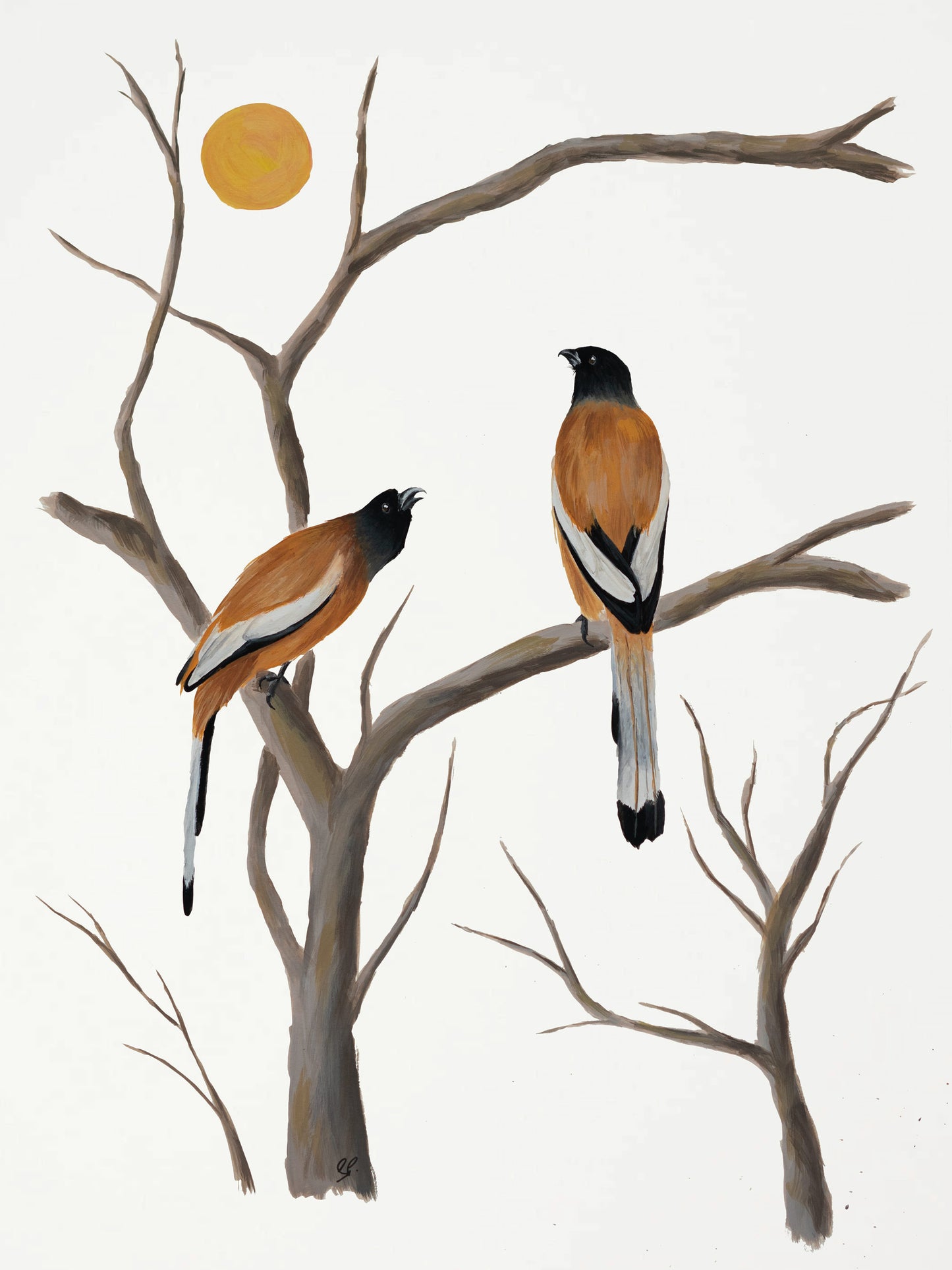 A Little Birdie Told Me : Original Gouache Painting