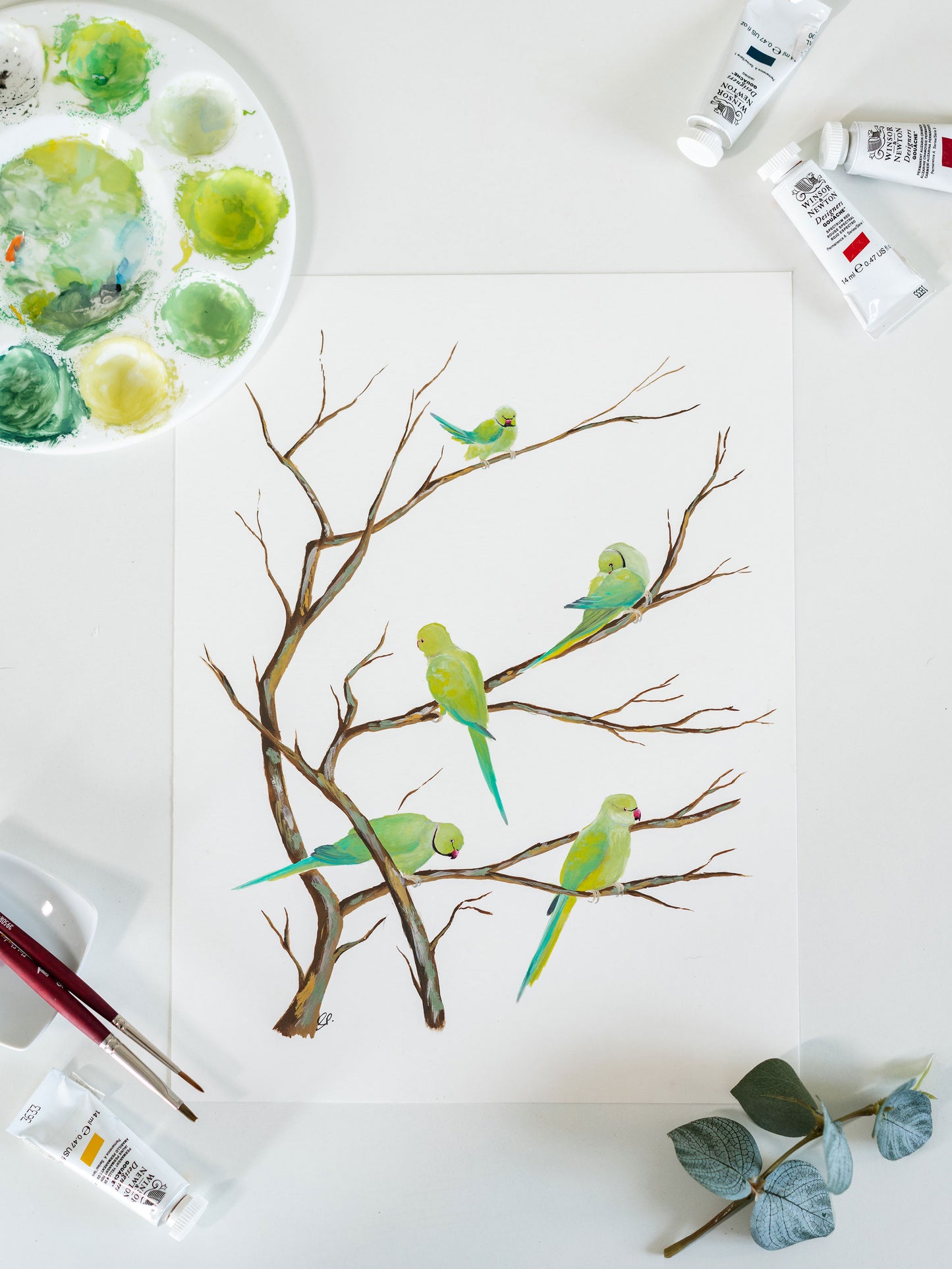 Birds of a Feather : Original Gouache Painting