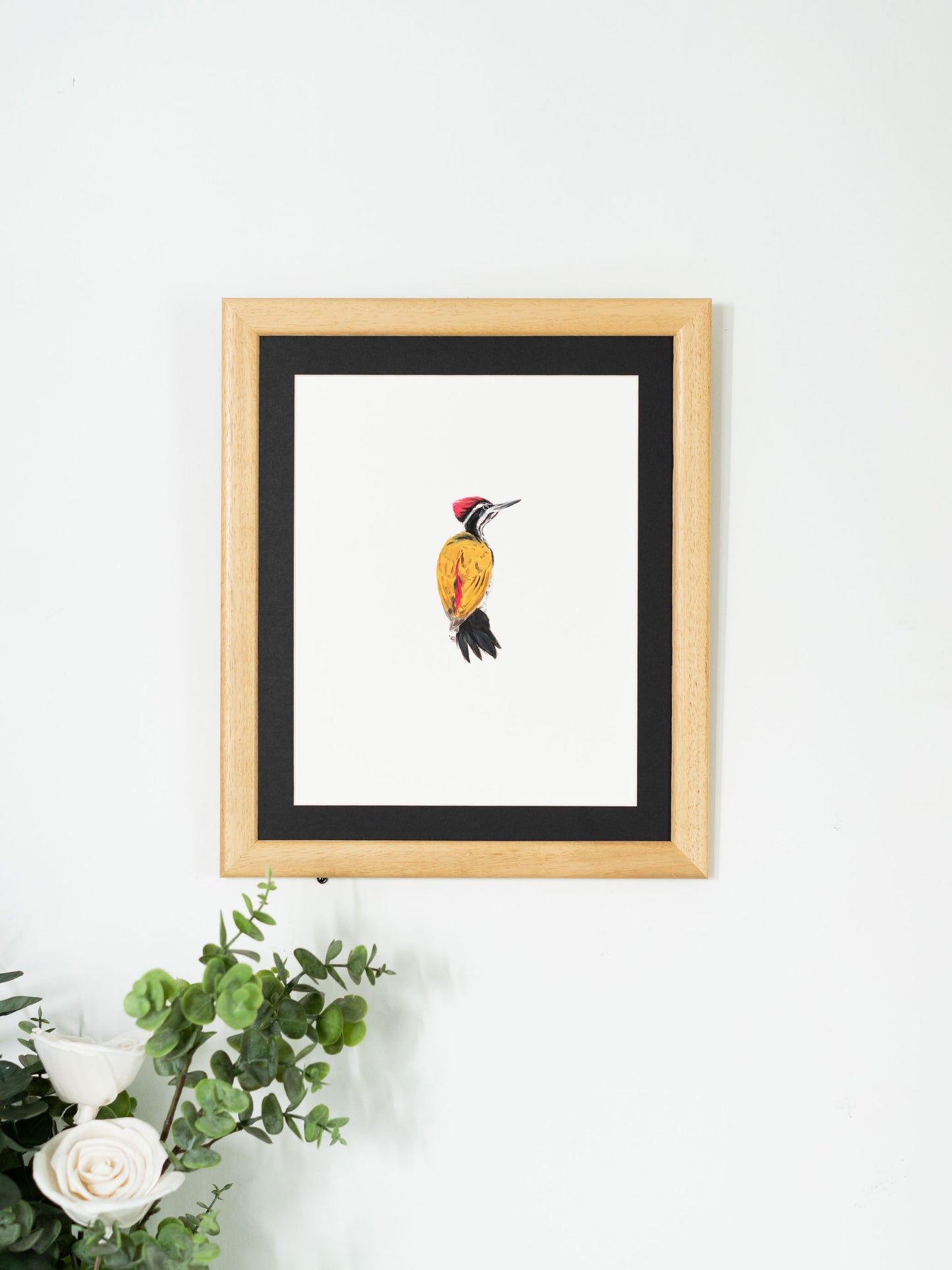 Black-Rumped Flameback Woodpecker : Original Gouache Painting