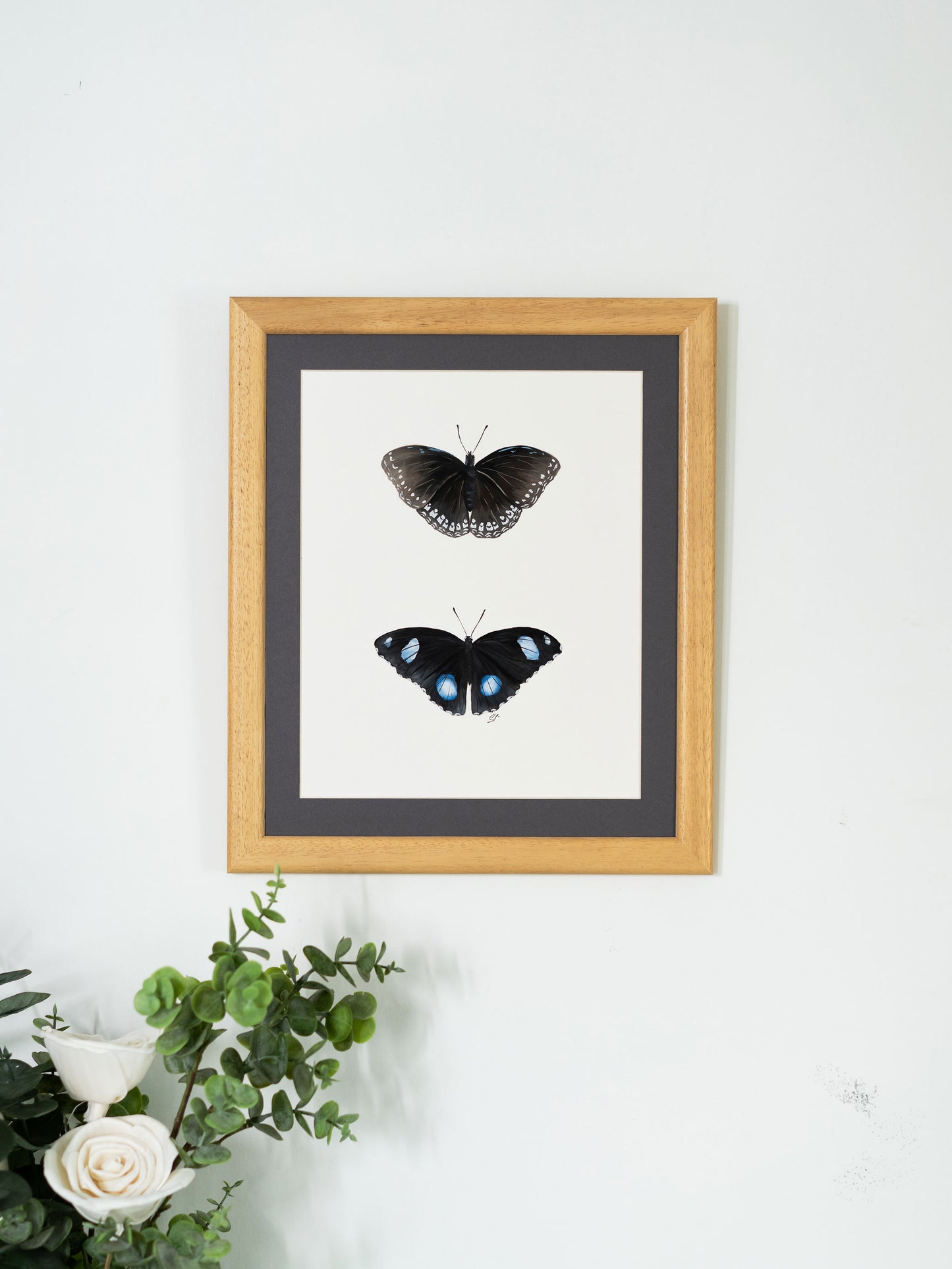 Blue Moon Butterfly : Original Gouache Painting