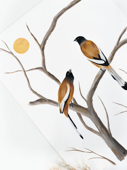 A Little Birdie Told Me : Original Gouache Painting